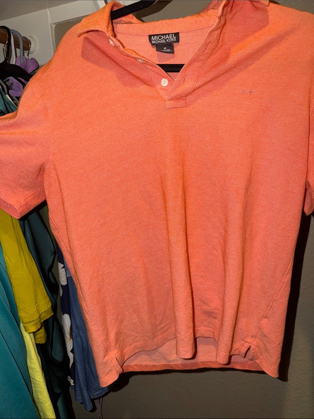 Michael Kors Men's Coral-Orange Short Sleeve Polo